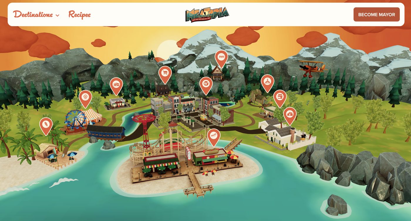 Screenshot of the Meatopia interactive island map